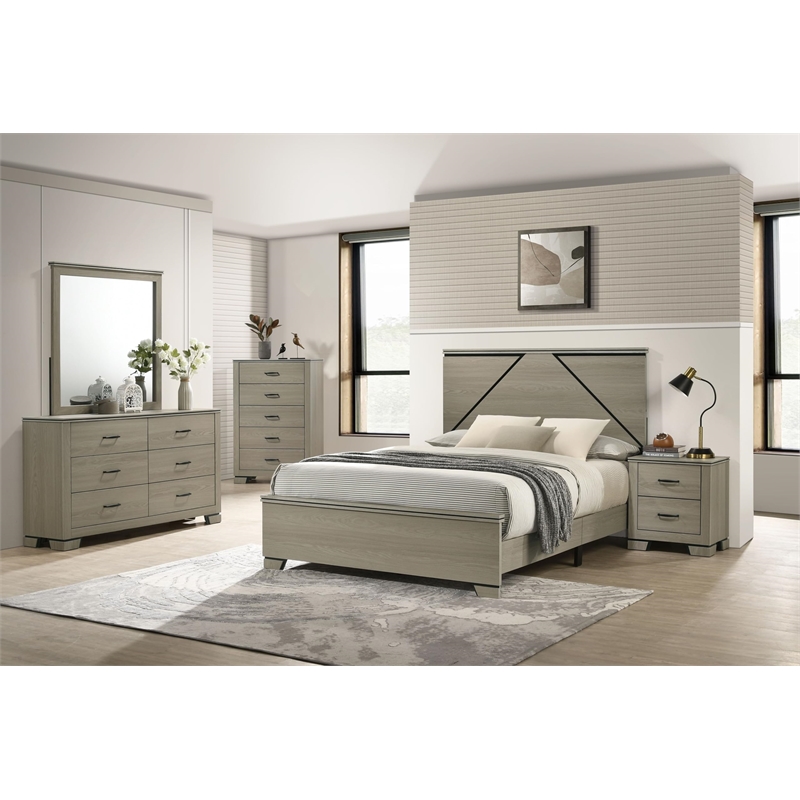 Bowery Hill Rectangular Wall Mirror with Beveled Edges in Weathered Gray
