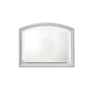 Bowery Hill Arched Wall Mirror with LED Lighting in Antique White