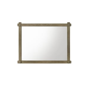 Bowery Hill Rectangular Wall Mirror with Wood Grain in Antique White Oak