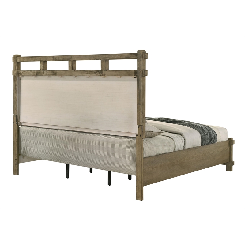 Bowery Hill Queen Bed with Open-Frame Headboard in Antique White Oak