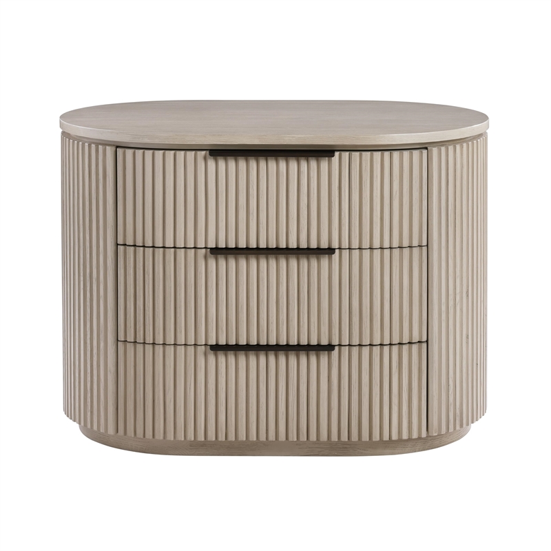 Bowery Hill Fluted Nightstand with USB Power Port in Light Oak