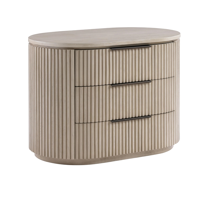 Bowery Hill Fluted Nightstand with USB Power Port in Light Oak