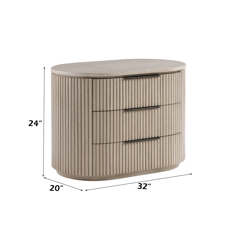 Bowery Hill Fluted Nightstand with USB Power Port in Light Oak