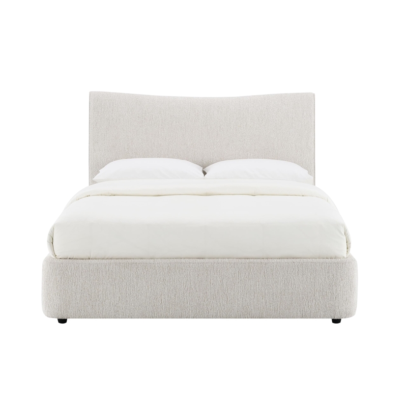Bowery Hill Modern Upholstered Full Bed in Aperol Beige Chenille