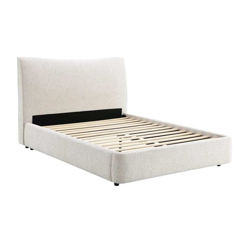 Bowery Hill Modern Upholstered Full Bed in Aperol Beige Chenille