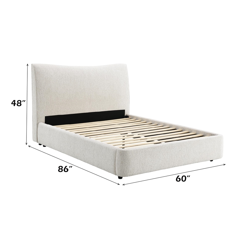 Bowery Hill Modern Upholstered Full Bed in Aperol Beige Chenille