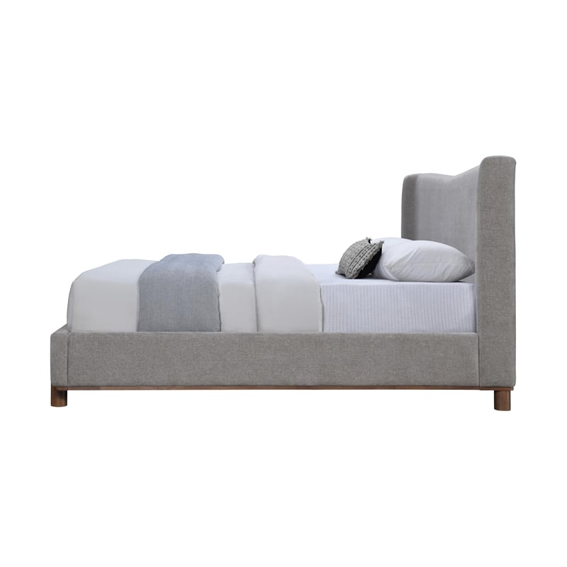 Bowery Hill Modern Wingback Upholstered Queen Bed in Gray Chenille