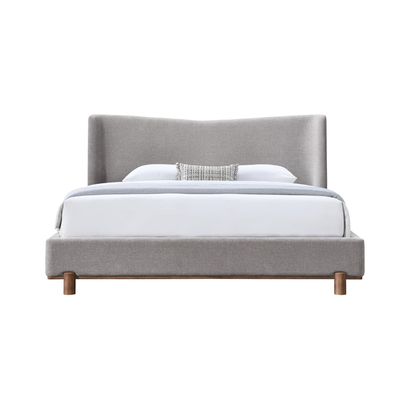 Bowery Hill Modern Wingback Upholstered Queen Bed in Gray Chenille