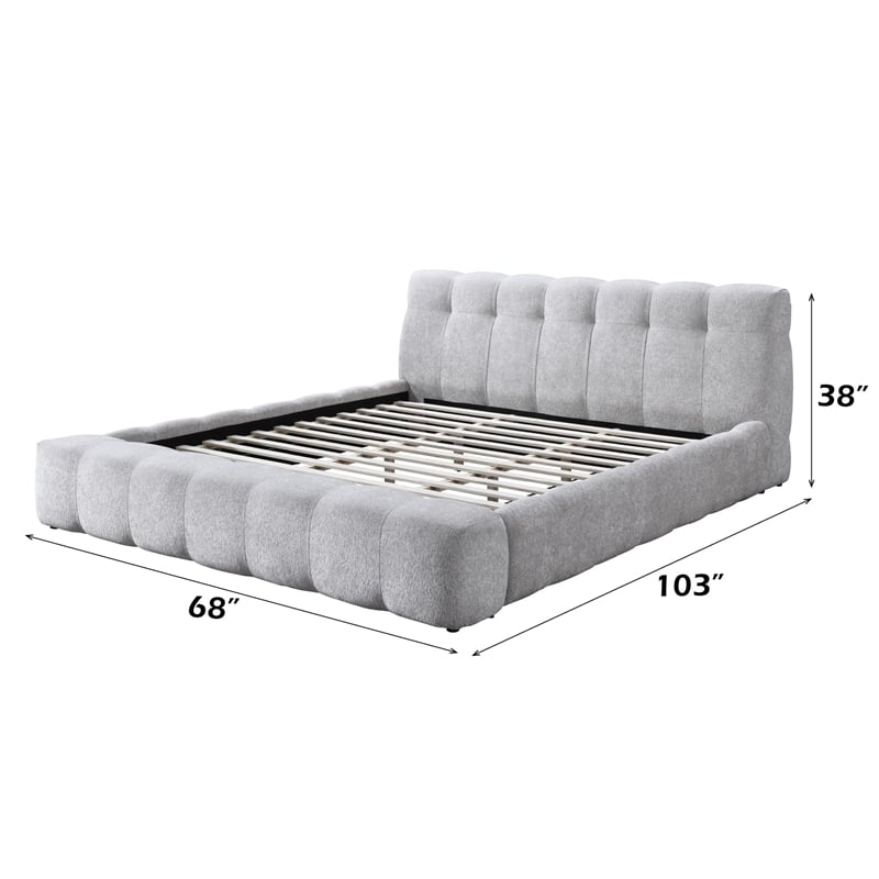Bowery Hill Modern Tufted Upholstered Queen Bed in Gray Chenille