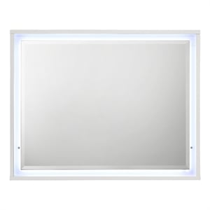 Bowery Hill Wall Mirror with LED in White and Silver High Gloss