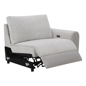 Bowery Hill Modular Right-Facing Power Recliner in Gray Sherpa and Velvet