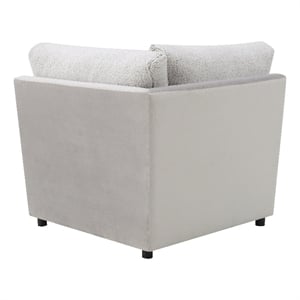 Bowery Hill Modular Wedge Sectional Piece in Gray Sherpa and Velvet