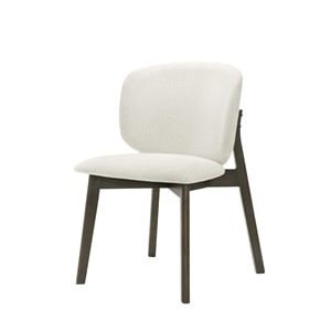Bowery Hill Cross-Leg Side Chair Set of 2 in Gray Chenille and Walnut