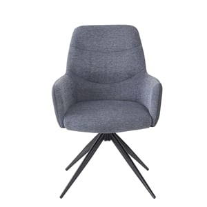Bowery Hill Upholstered Swivel Arm Chair Set of 2 in Gray Fabric