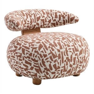 Bowery Hill Upholstered Accent Chair in Brown Pattern Fabric