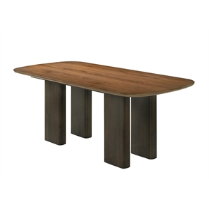 Bowery Hill Rectangular Wooden Dining Table with Block Legs in Walnut