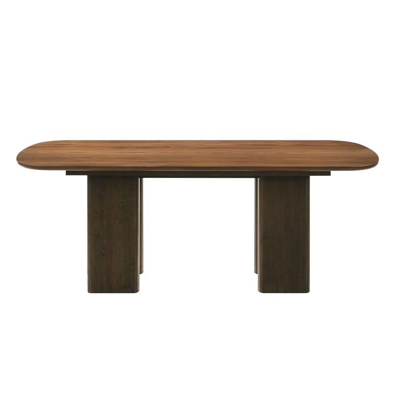 Bowery Hill Rectangular Wooden Dining Table with Block Legs in Walnut