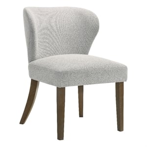 Bowery Hill Upholstered Side Chair Set of 2 in Gray Chenille and Walnut