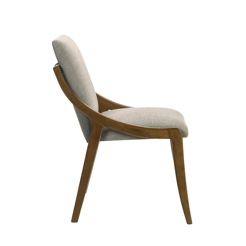 Bowery Hill Side Chair Set of 2 in Gray Chenille and Vintage Oak