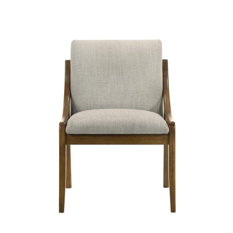 Bowery Hill Side Chair Set of 2 in Gray Chenille and Vintage Oak