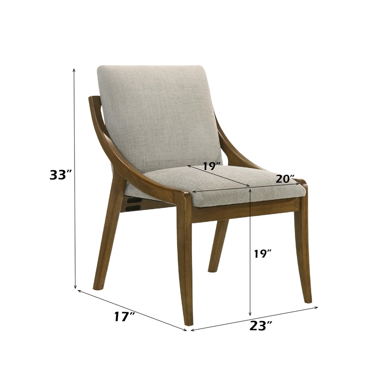 Bowery Hill Side Chair Set of 2 in Gray Chenille and Vintage Oak