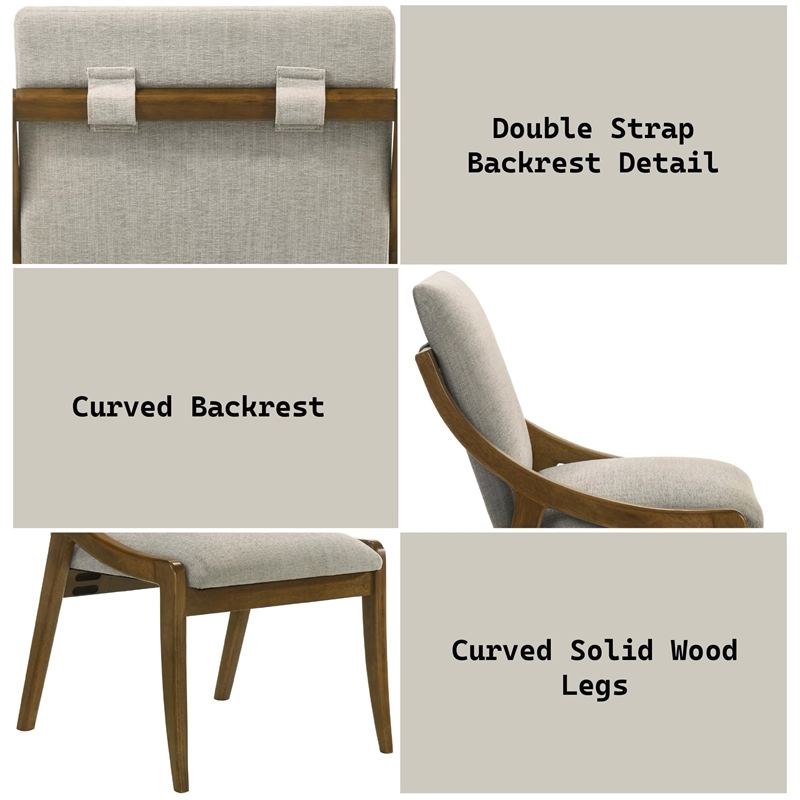 Bowery Hill Side Chair Set of 2 in Gray Chenille and Vintage Oak