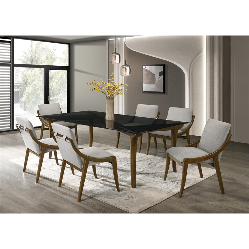 Bowery Hill Dining Table with Frosted Glass Top in Vintage Oak