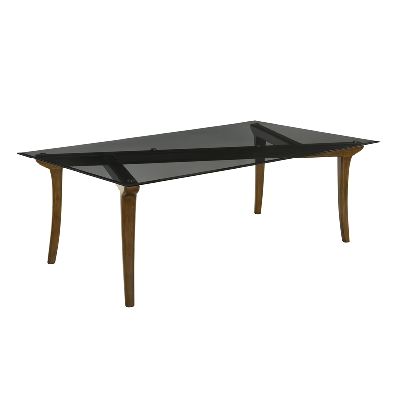 Bowery Hill Dining Table with Frosted Glass Top in Vintage Oak