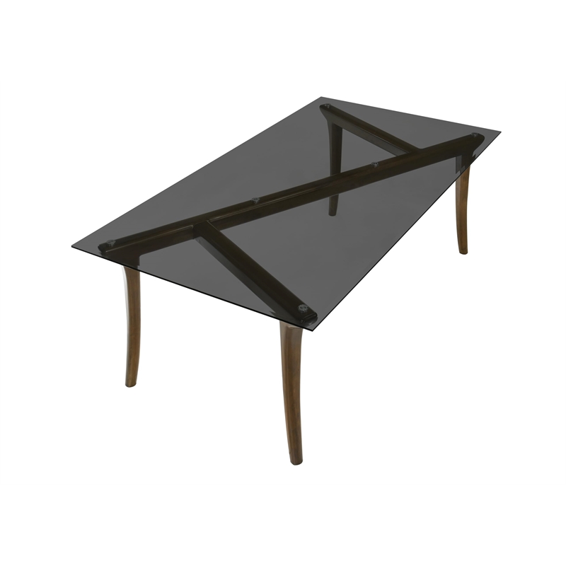 Bowery Hill Dining Table with Frosted Glass Top in Vintage Oak