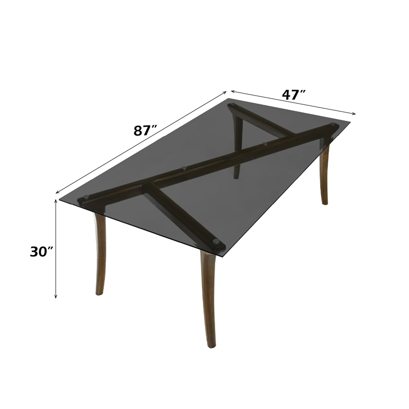 Bowery Hill Dining Table with Frosted Glass Top in Vintage Oak