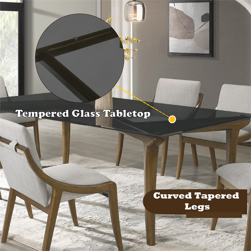 Bowery Hill Dining Table with Frosted Glass Top in Vintage Oak