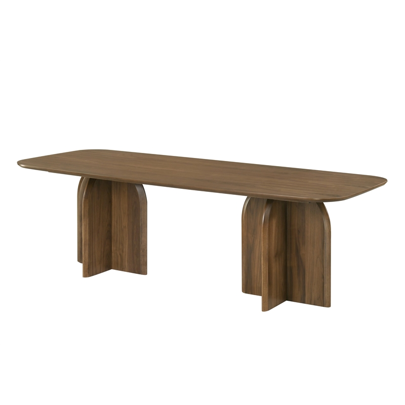 Bowery Hill Dining Table with Double Pedestal Base in Dark Walnut