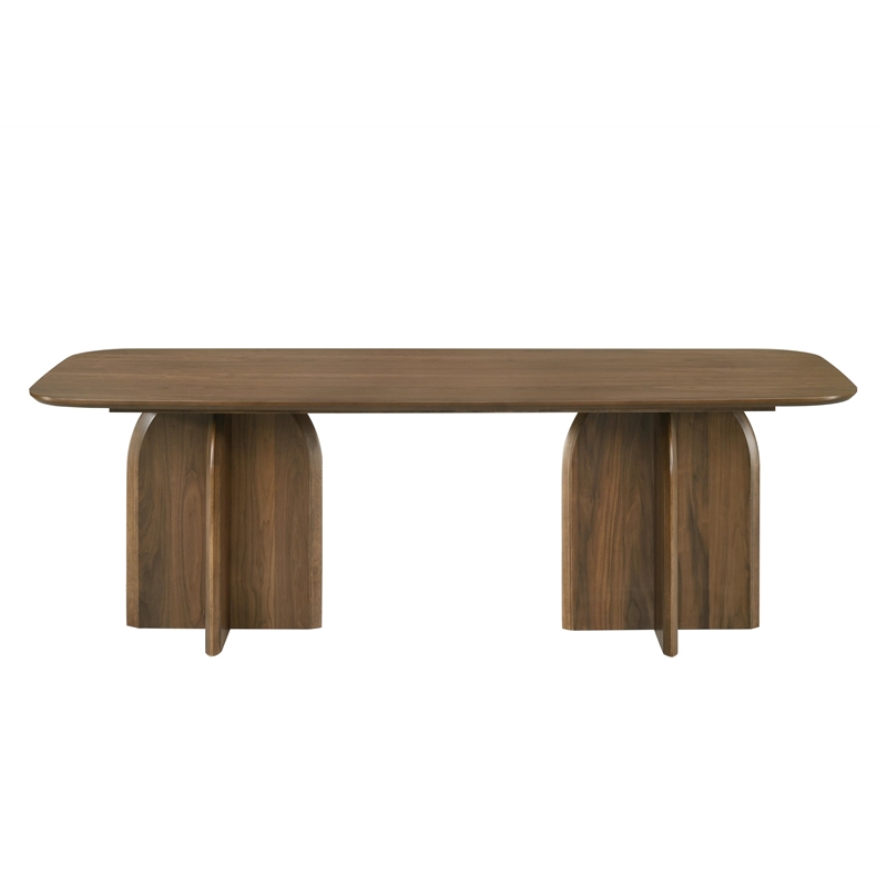 Bowery Hill Dining Table with Double Pedestal Base in Dark Walnut