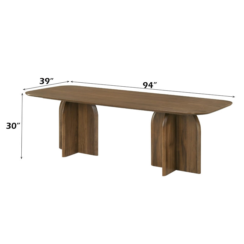 Bowery Hill Dining Table with Double Pedestal Base in Dark Walnut