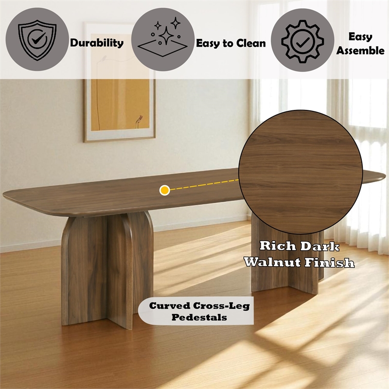 Bowery Hill Dining Table with Double Pedestal Base in Dark Walnut