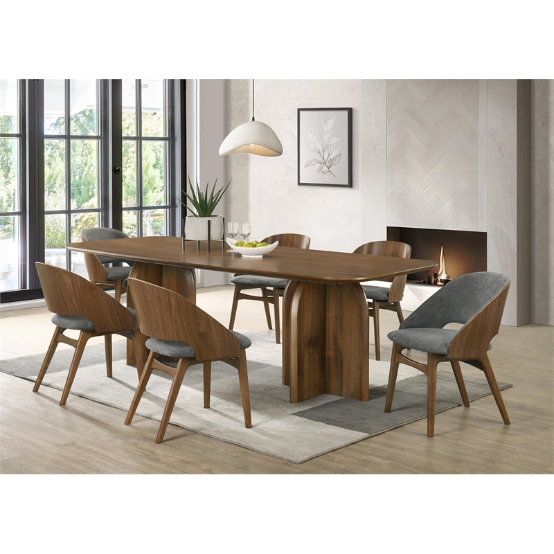 Bowery Hill Dining Table with Double Pedestal Base in Dark Walnut