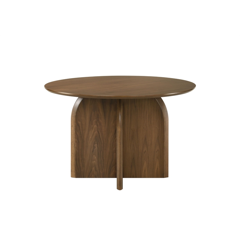 Bowery Hill Round Wooden Pedestal Dining Table in Dark Walnut