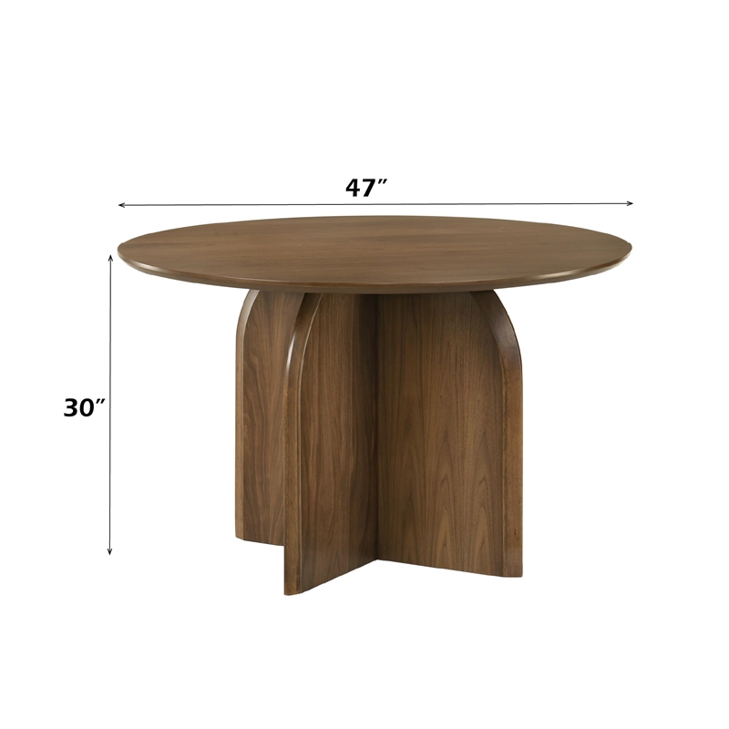 Bowery Hill Round Wooden Pedestal Dining Table in Dark Walnut