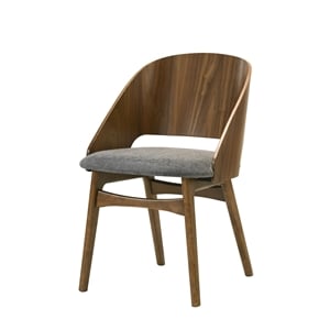 Bowery Hill Upholstered Side Chair Set of 2 in Fabric and Dark Walnut