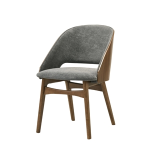 Bowery Hill Upholstered Side Chair Set of 2 in Fabric and Dark Walnut