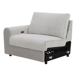 Bowery Hill Modular Left-Facing Power Recliner in Gray Sherpa and Velvet