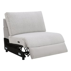 Bowery Hill Modular Power Armless Recliner in Gray Sherpa and Velvet