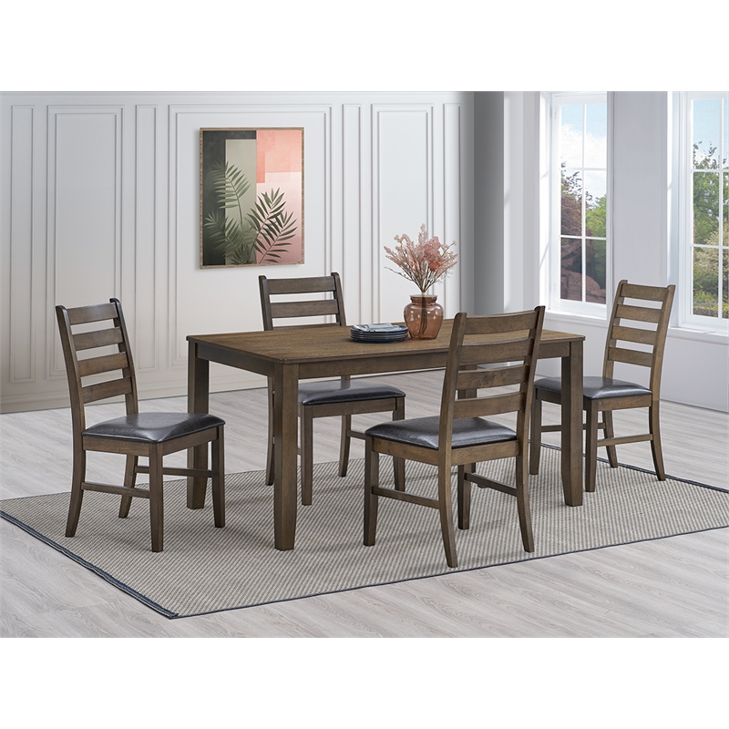 Bowery Hill Solid Rubber Wood Drop Leaf Dining Table in Rich Walnut