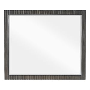 Bowery Hill Beveled Wall Mirror with Wooden Frame in Espresso