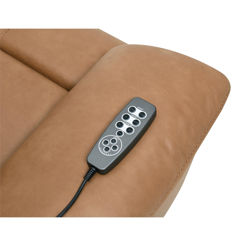 Bowery Hill Power Motion Sofa with USB and Power Headrest in Brown Leather