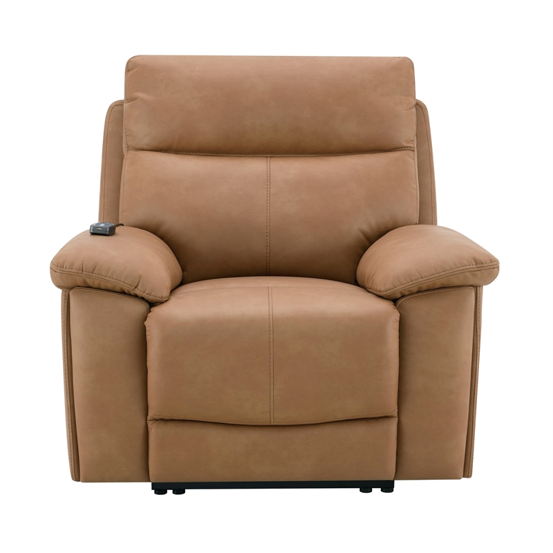 Bowery Hill Power Recliner with USB and Power Headrest in Brown Leather