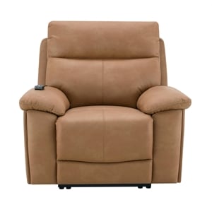 Bowery Hill Power Recliner with USB and Power Headrest in Brown Leather