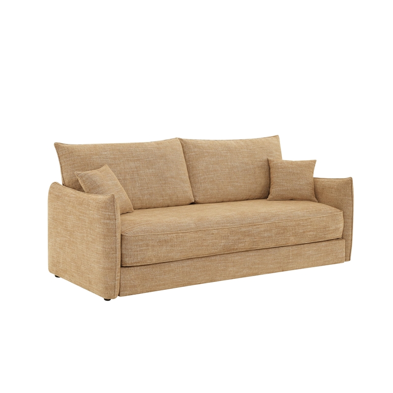 Bowery Hill Sofa with Sleeper and 2 Pillows in Mocha Chenille