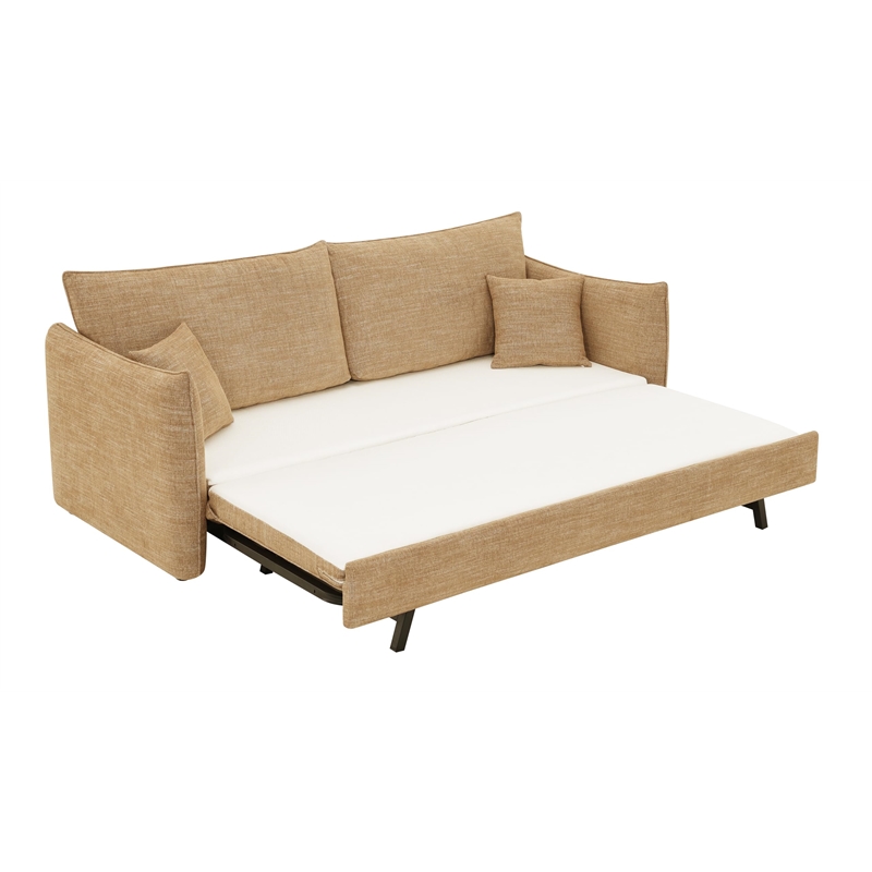Bowery Hill Sofa with Sleeper and 2 Pillows in Mocha Chenille