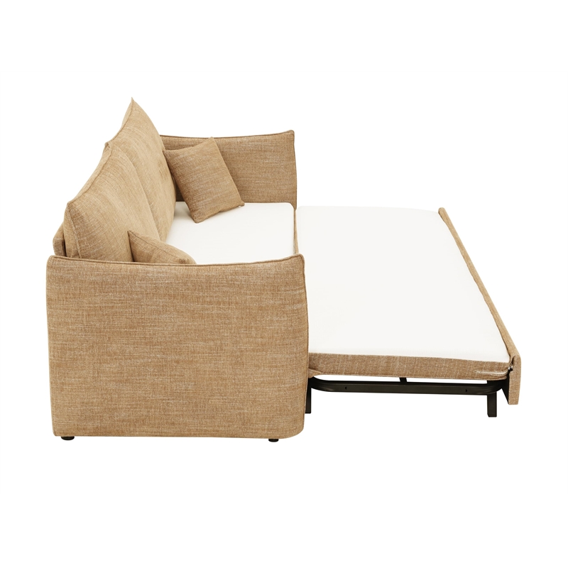 Bowery Hill Sofa with Sleeper and 2 Pillows in Mocha Chenille